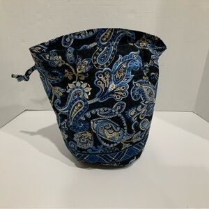Vera Bradley Navy Paisley Drawstring Cosmetic / Swimsuit Bag